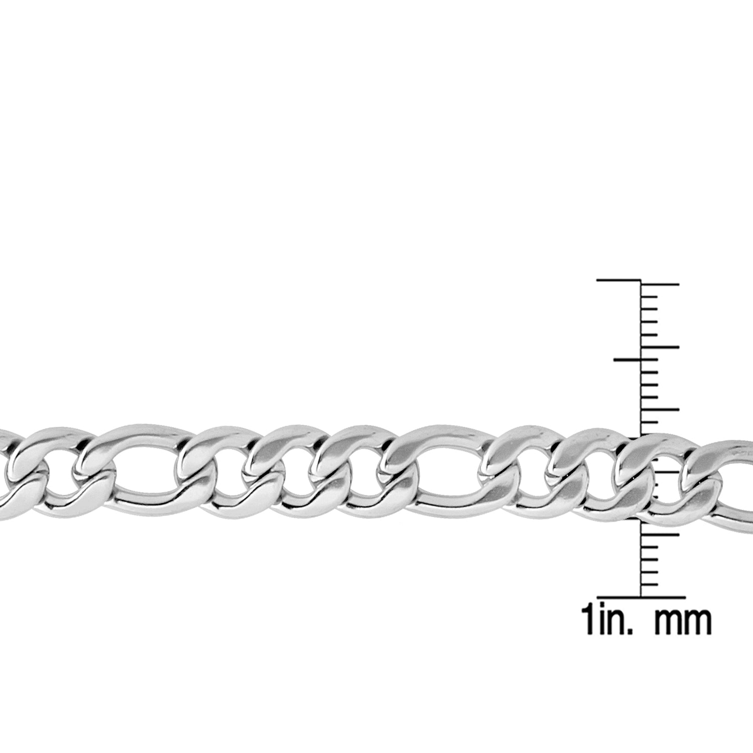 Men's 24-inch Figaro chain necklace in polished silver-tone 316L stainless steel