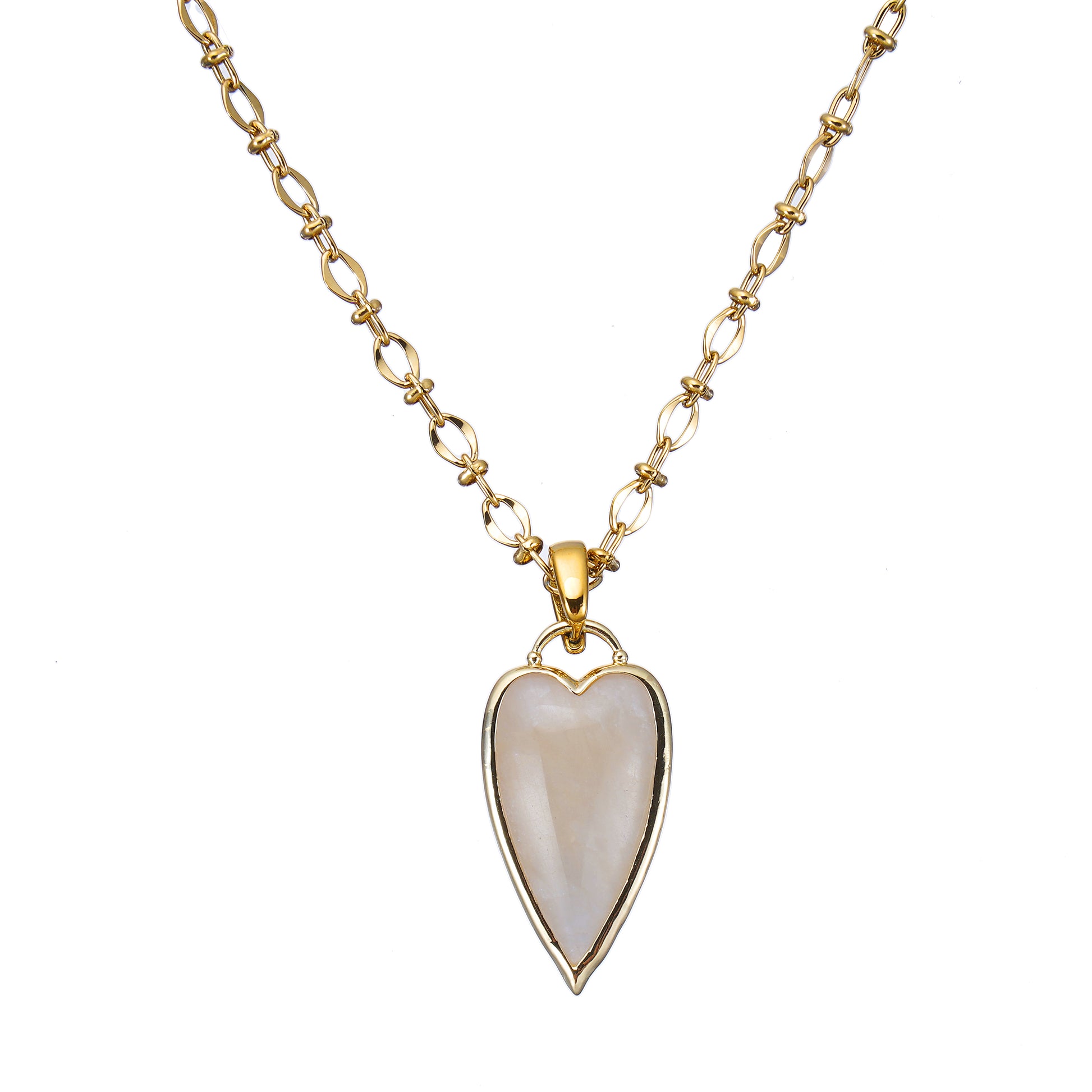 Natural Moonstone Heart Necklace in white background