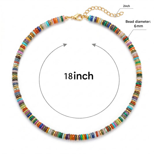 Colorful Natural Gemstone Heishi Bead Necklace