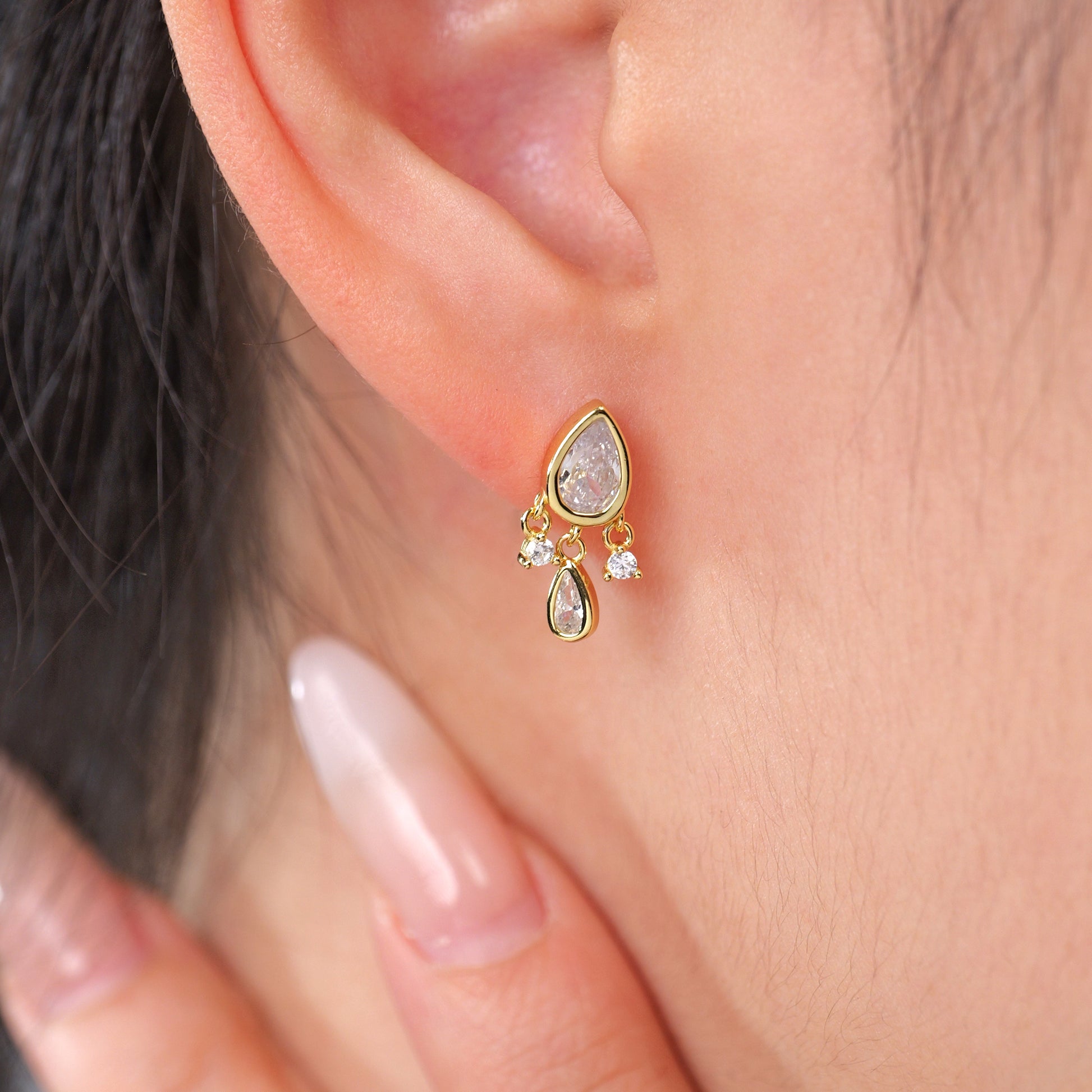Pear CZ Dangle Earrings