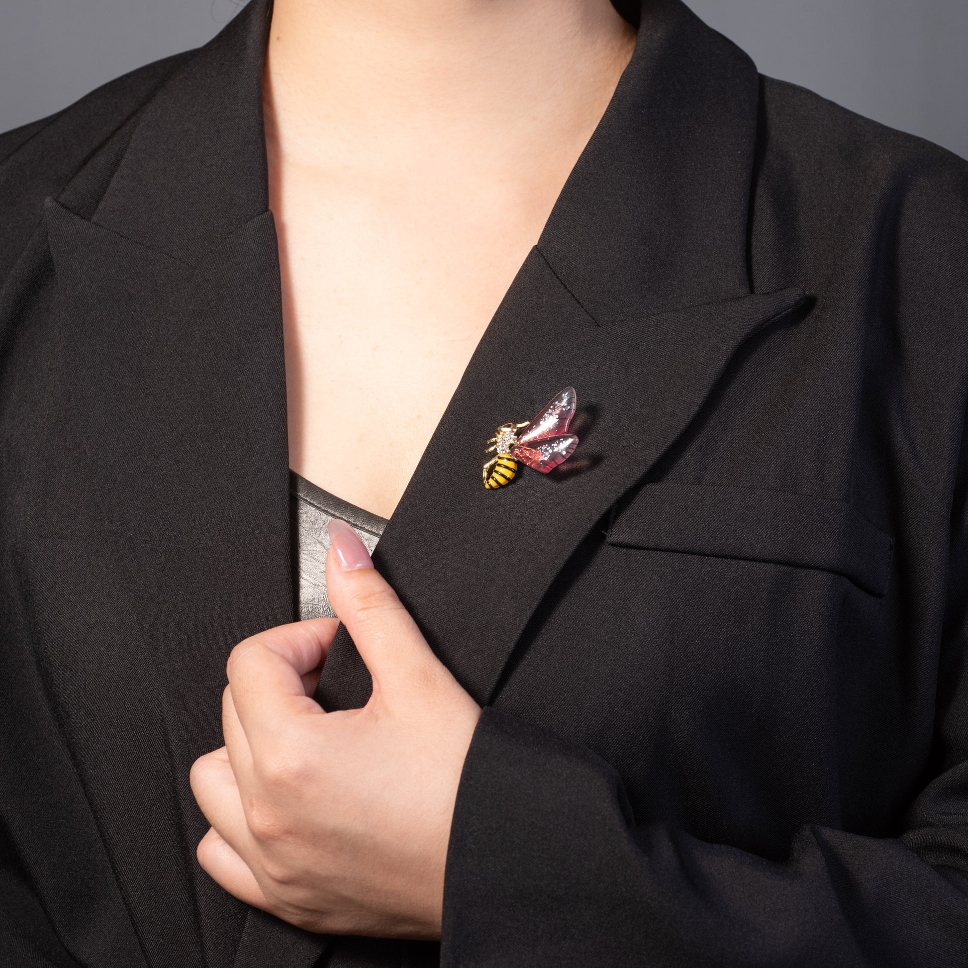 whimsical Pink Bee Enamel Brooch