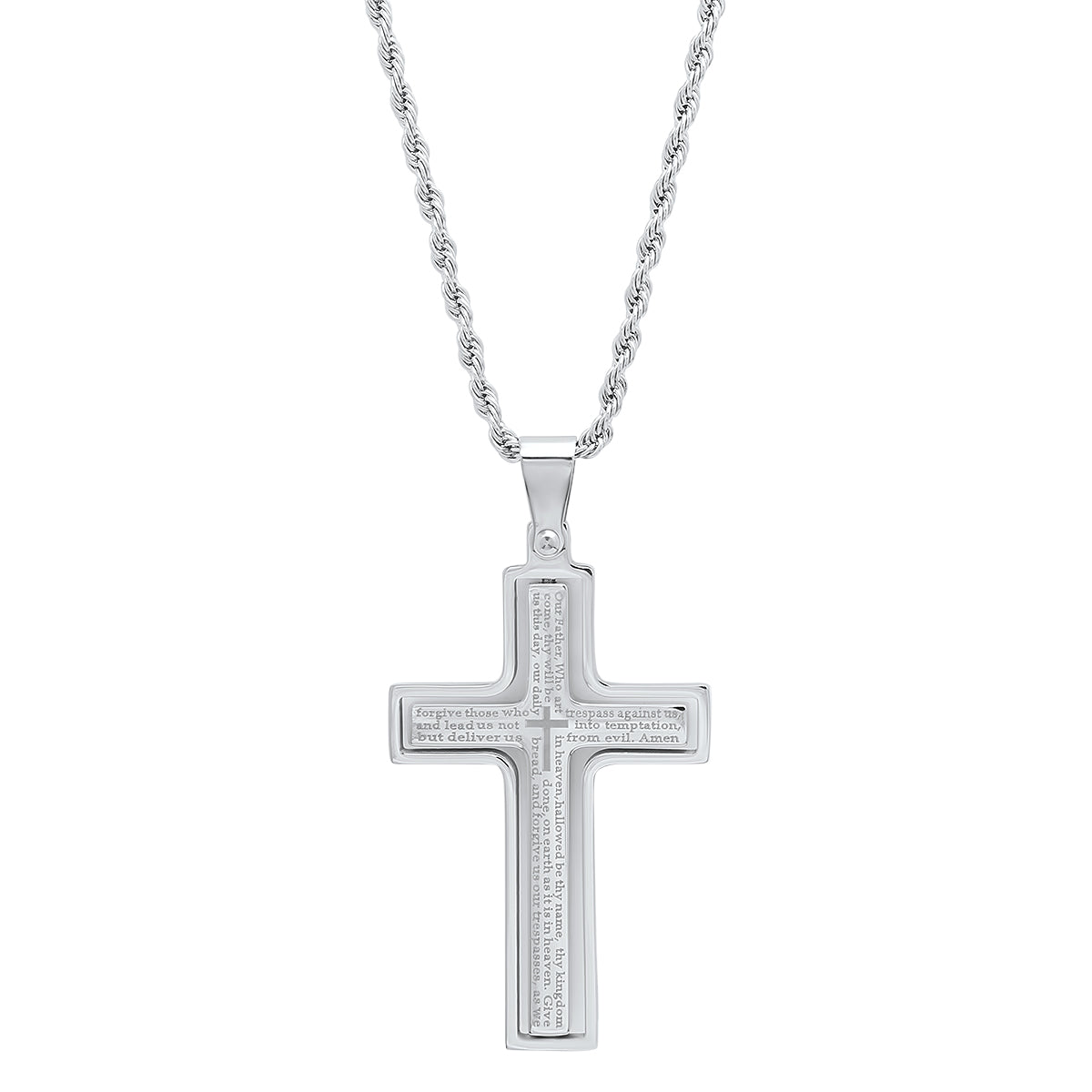 ROBUST stainless steel cross necklace with a functional spinning center.