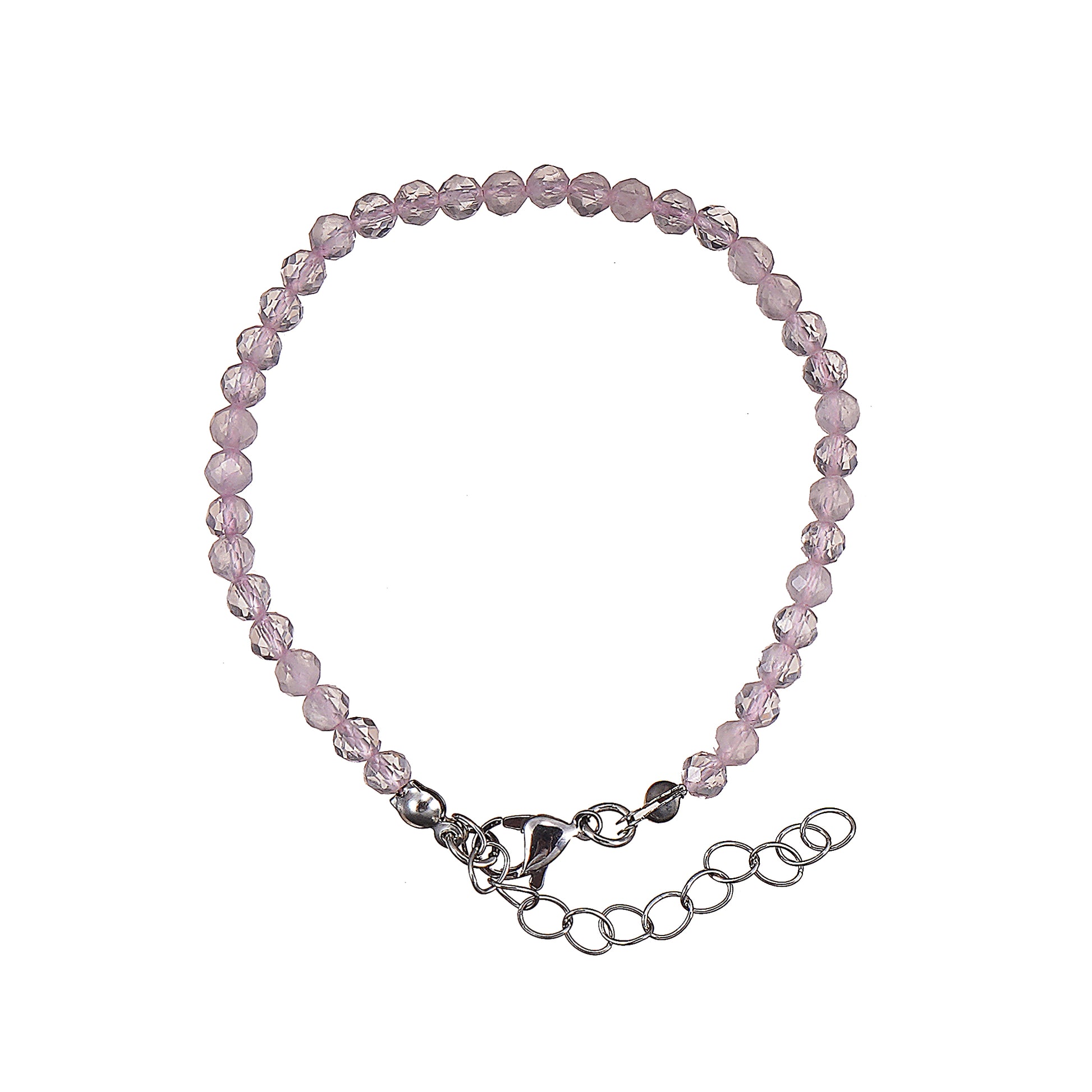 6mm Rose Quartz diamond cut natural Gemstone bead Bracelet 7 inch with 2 inch extender