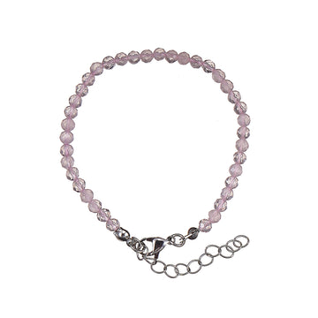 6mm Rose Quartz diamond cut natural Gemstone bead Bracelet 7 inch with 2 inch extender