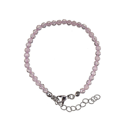6mm Rose Quartz diamond cut natural Gemstone bead Bracelet 7 inch with 2 inch extender