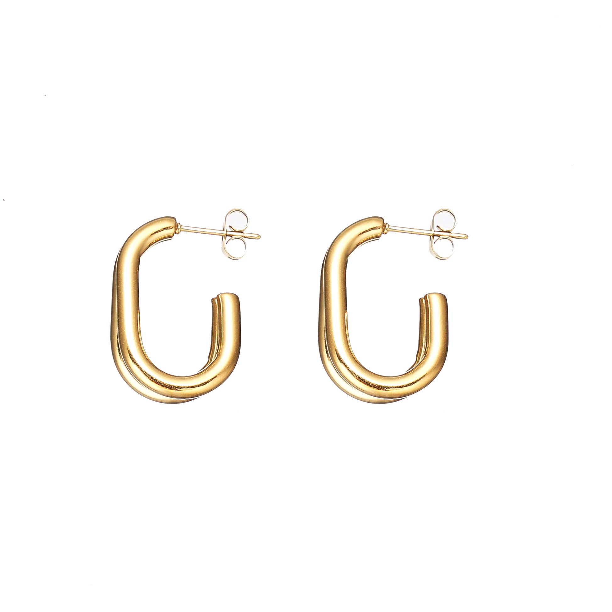 Double Hoop Earring in Stainless Steel 24mm in IP Yellow Gold