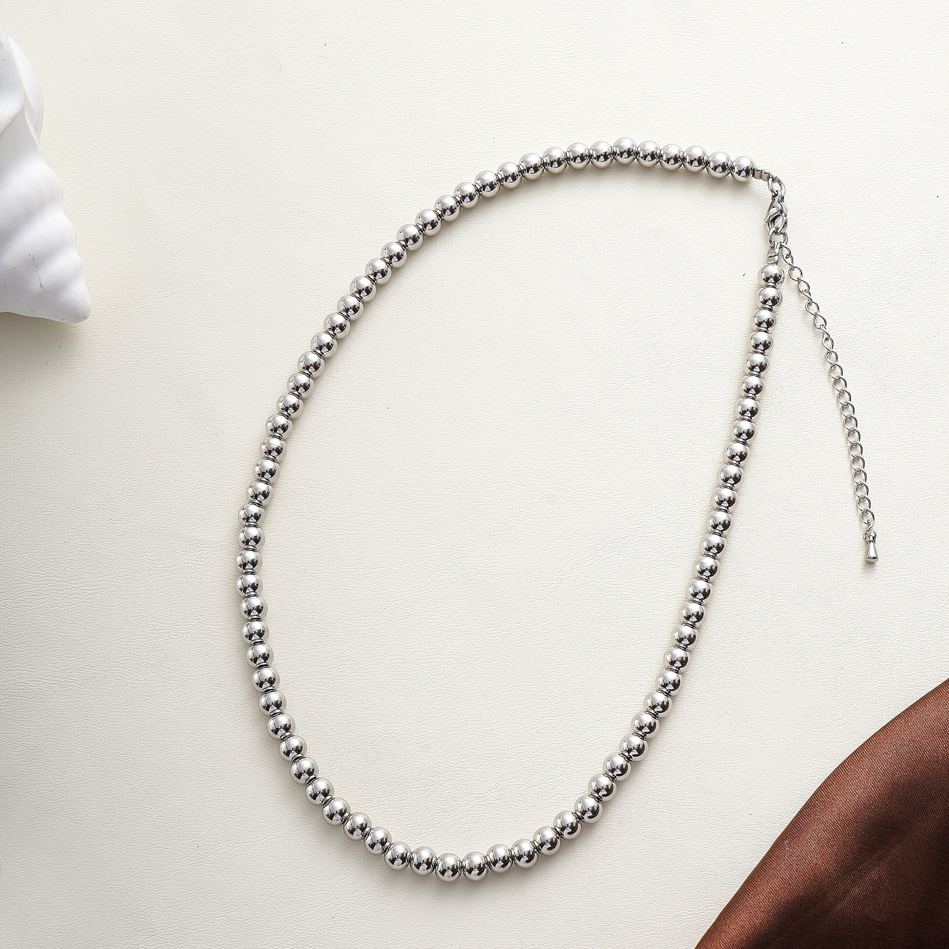 Silver beaded necklace