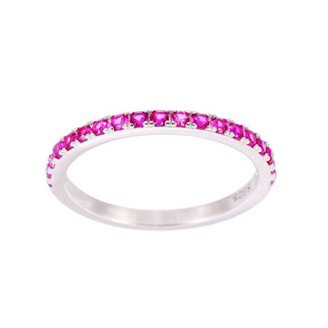 Silver ring with pink gemstones