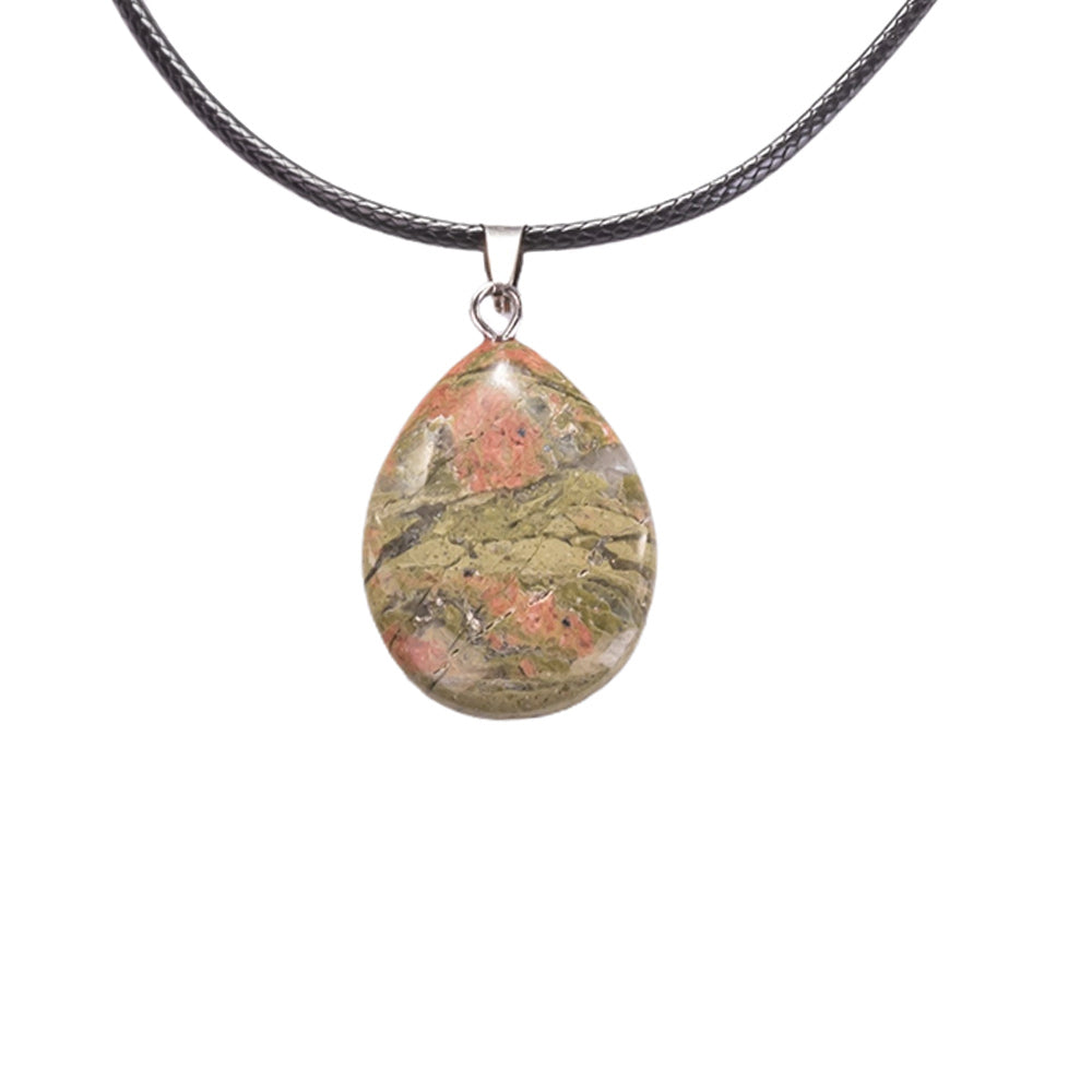 Necklace with a Unakite Gemstone pendant on a white background