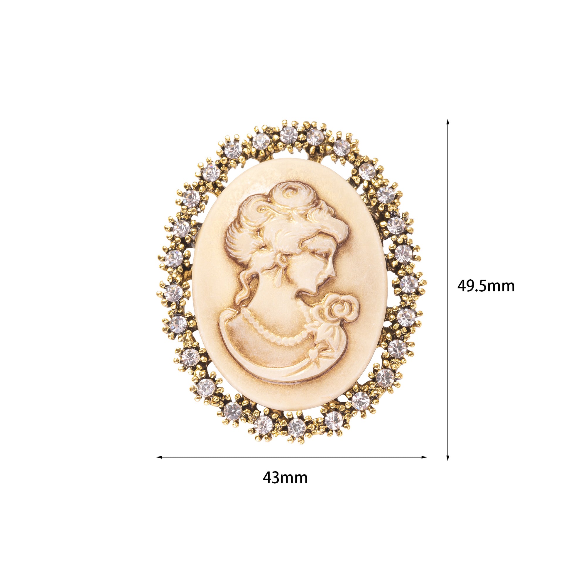 Victorian Style Vintage Cameo Brooch Pin Jewelry With Crystal-Stars and Vogue