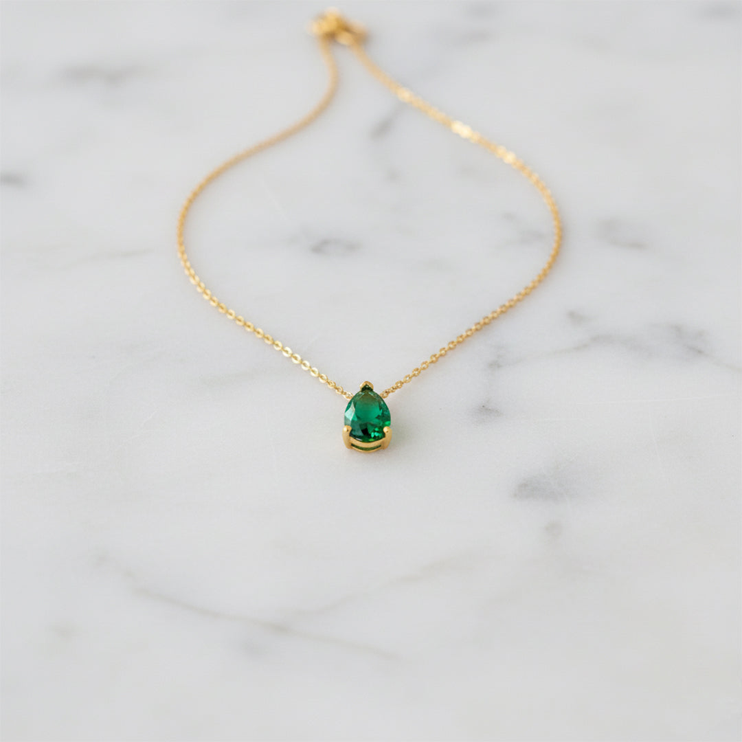 316L stainless steel birthstone necklace with a sparkling CZ pendant