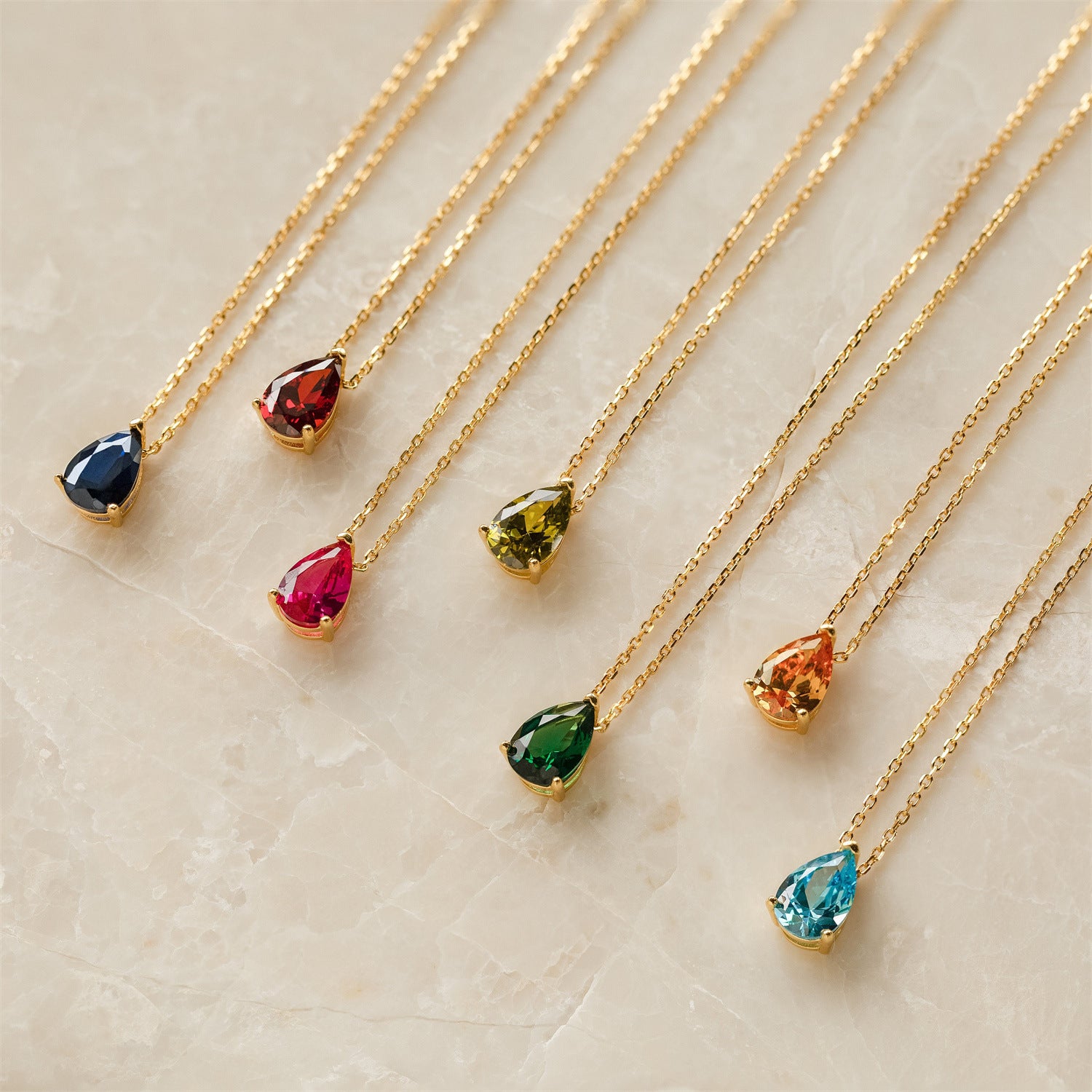 316L stainless steel birthstone necklace with a sparkling CZ pendant