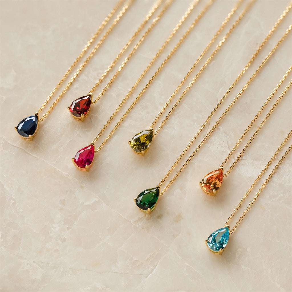 316L stainless steel birthstone necklace with a sparkling CZ pendant