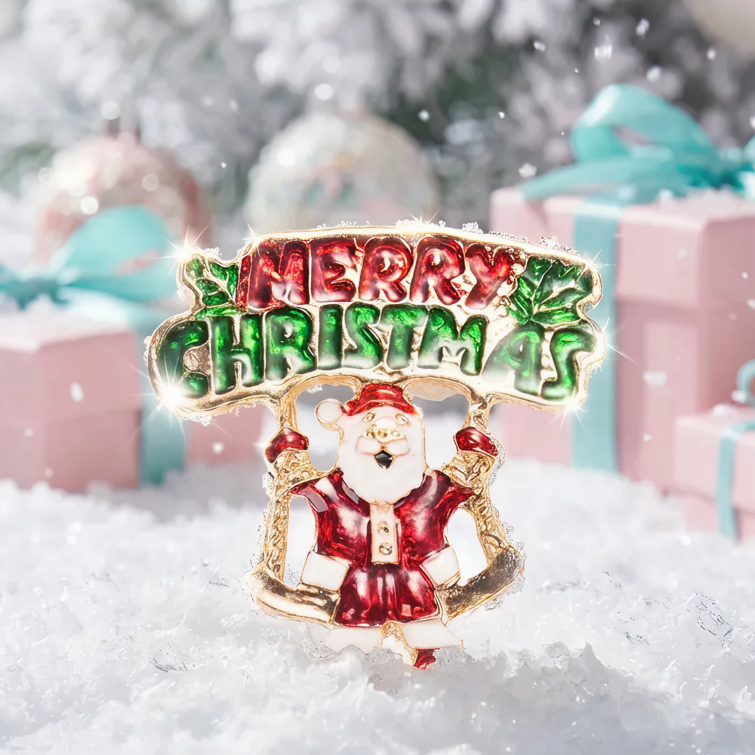 Merry Christmas Santa Clause Brooch Pin Jewelry with Crystal