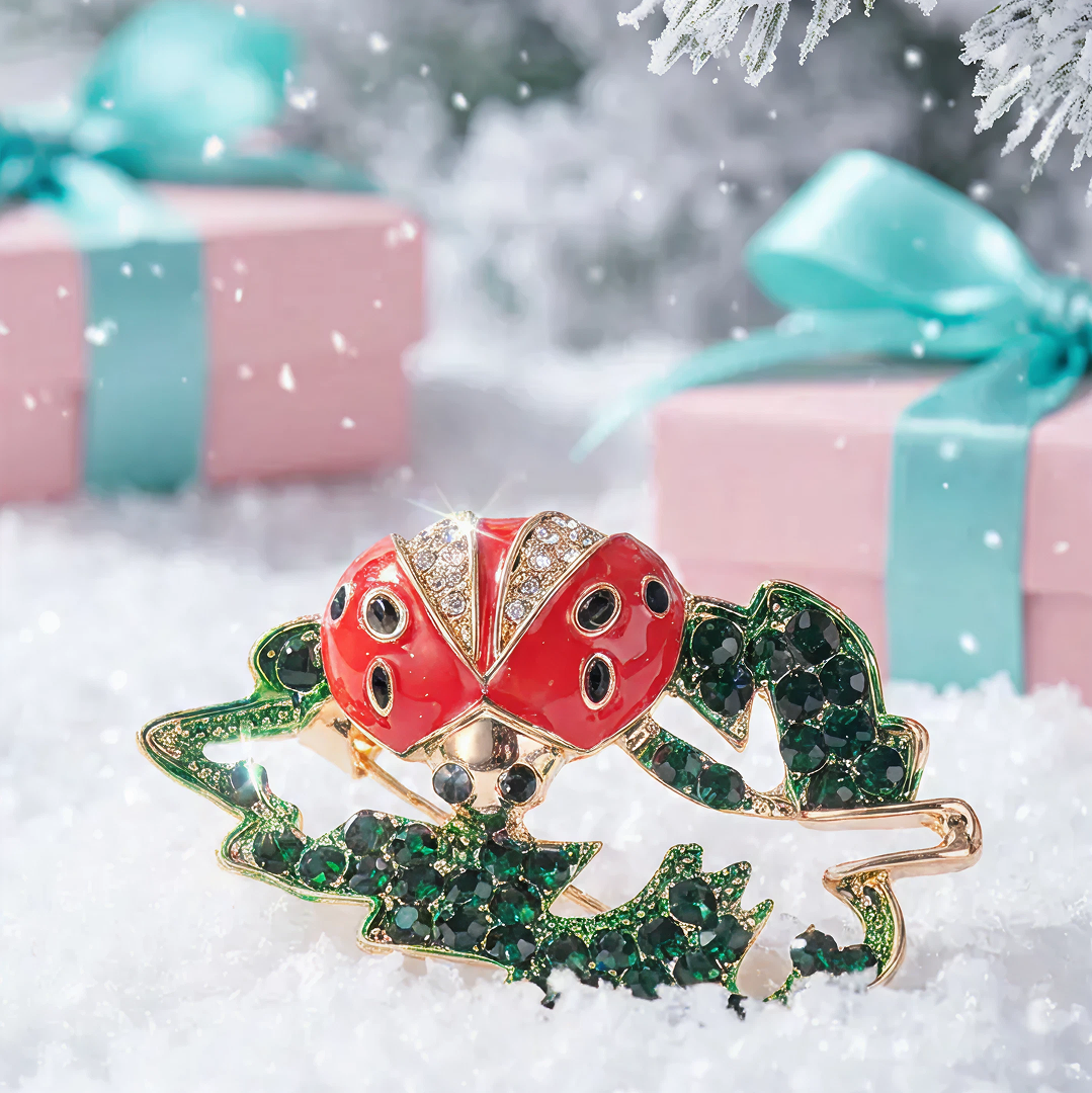 Lucky Lady Bug Enamel Brooch Pin Jewelry