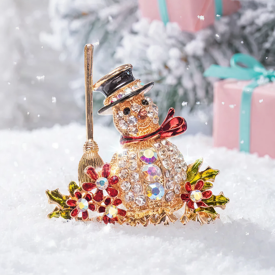 Christmas Snowman Brooch Pin Jewelry with Crystal