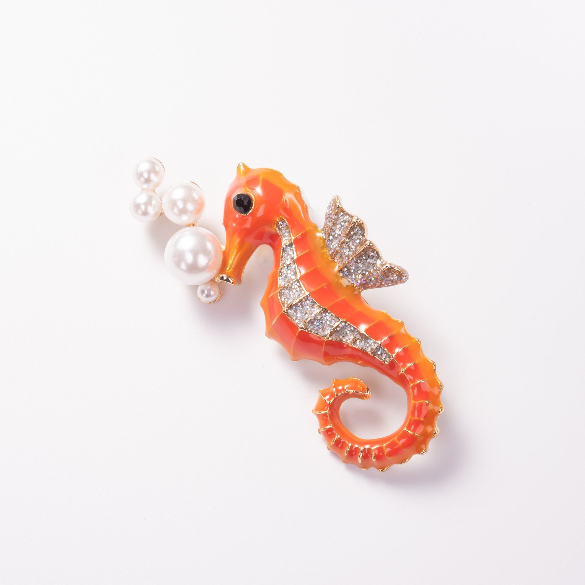 colorful Enameled Seahorse Brooch Pin