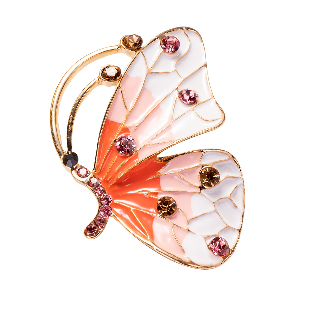 glossy colorful enamel wings on an antique-style butterfly pin