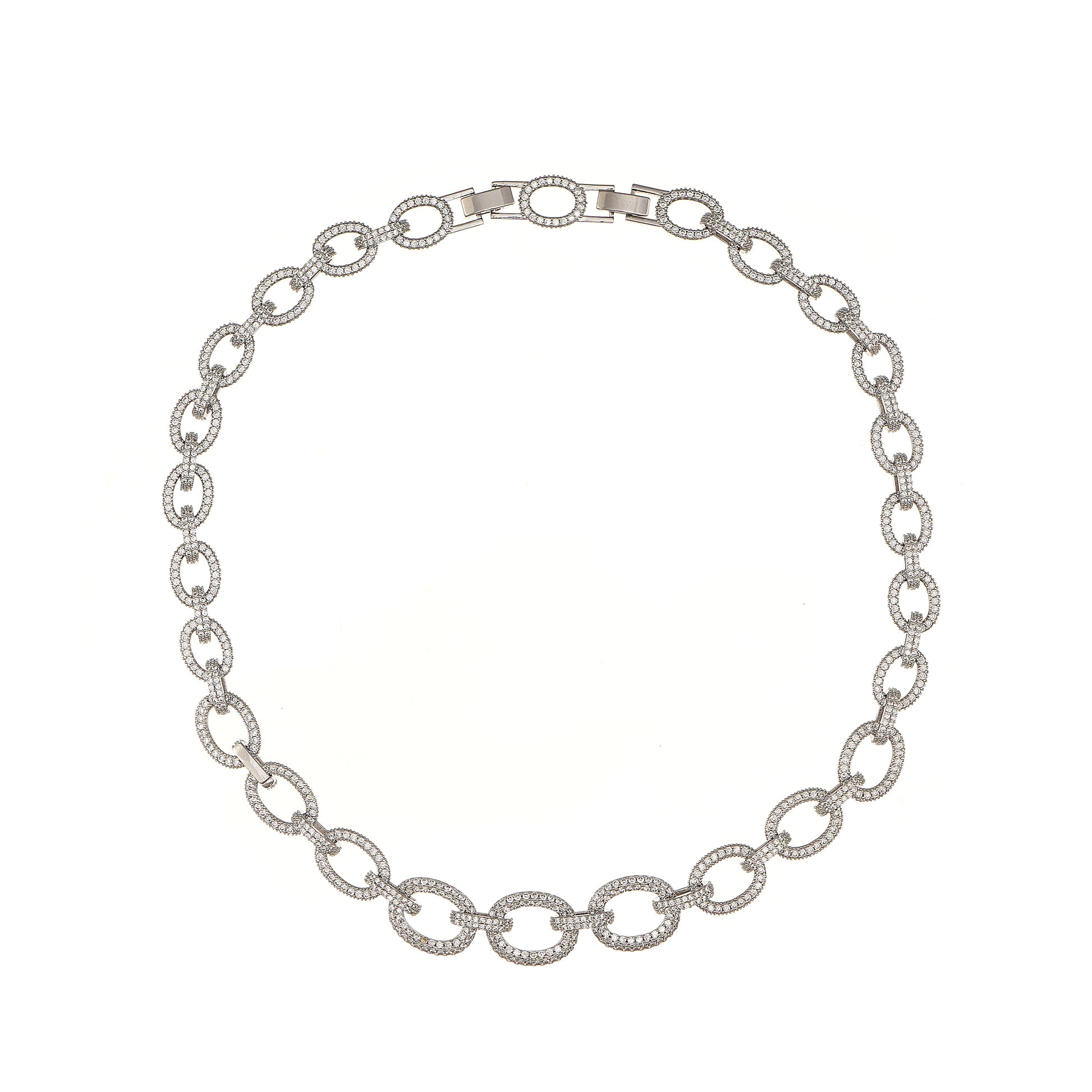 Gold Link Pave Chain in Simulated Diamond and Brass 18"- Stars and Vogue