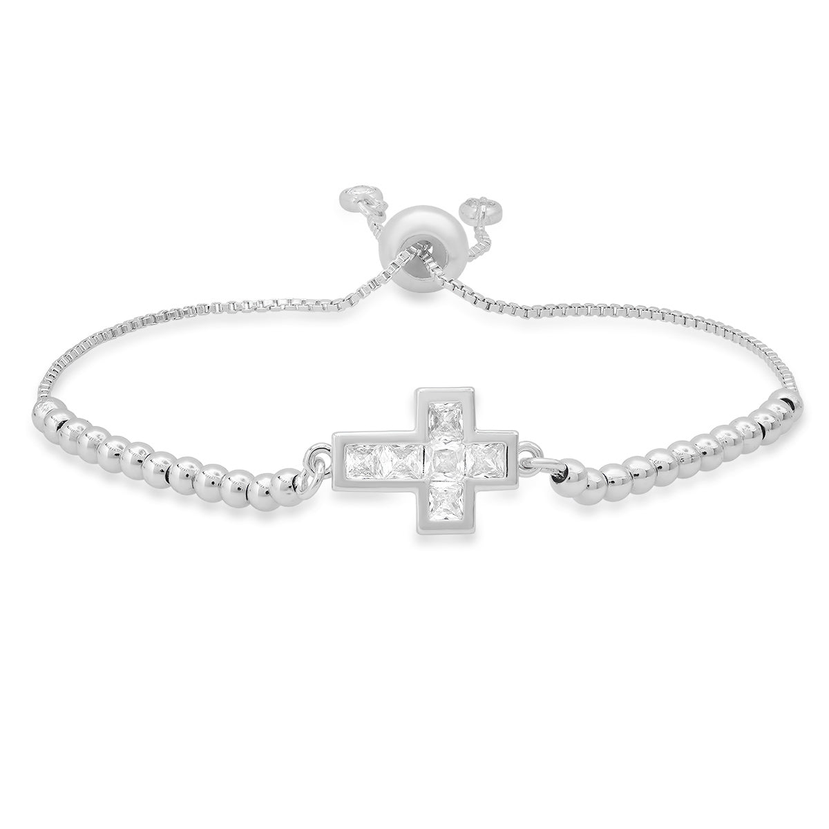 gold plated brass cross bracelet with pavé cubic zirconia.
