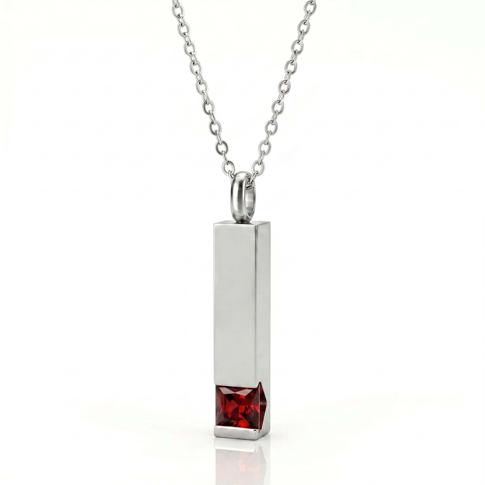 Personalized Birthstone Pendant Necklace in 22inch Stainless steel chain