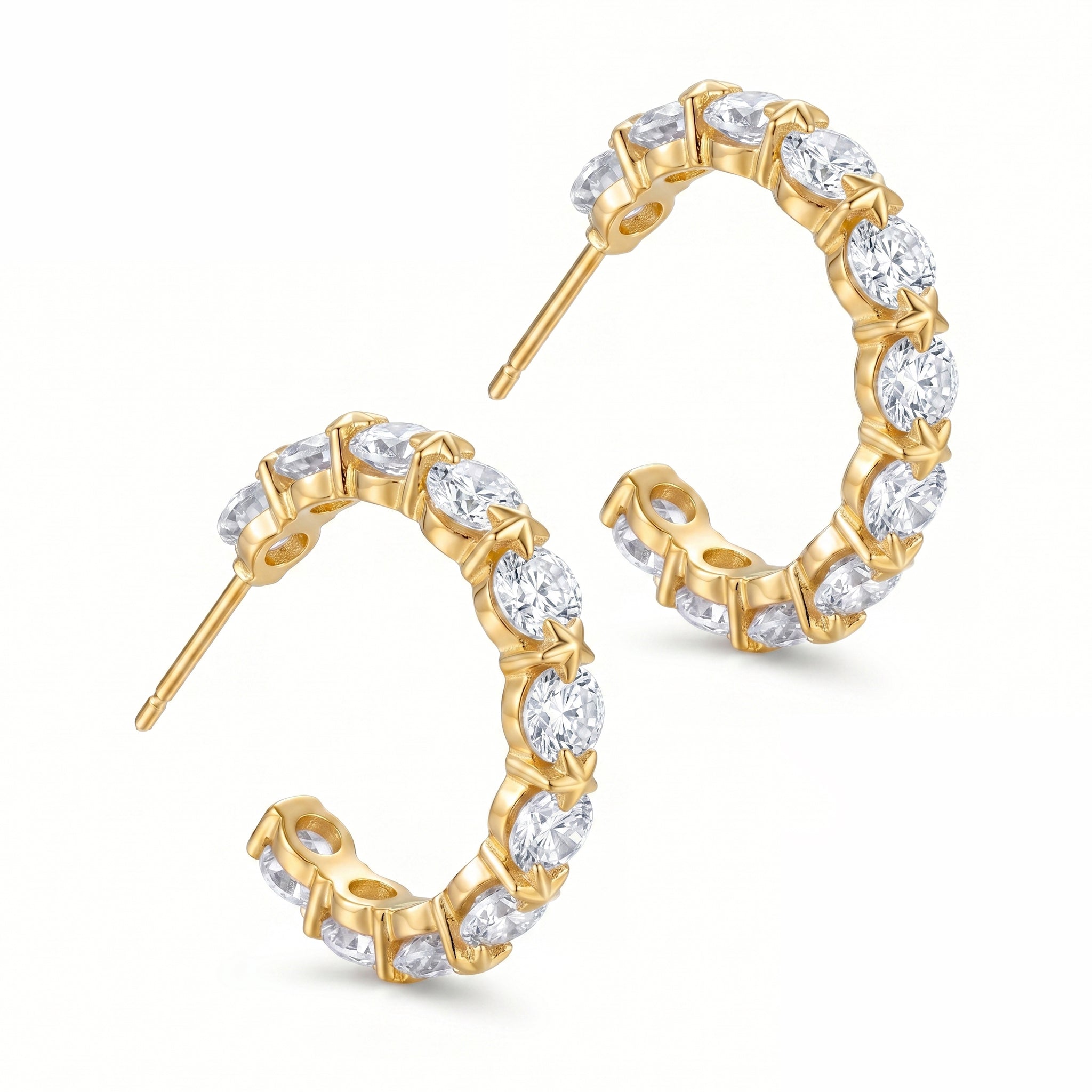 Gold Star Hoop Earrings – CZ Star-Set Hoop Earrings for Women
