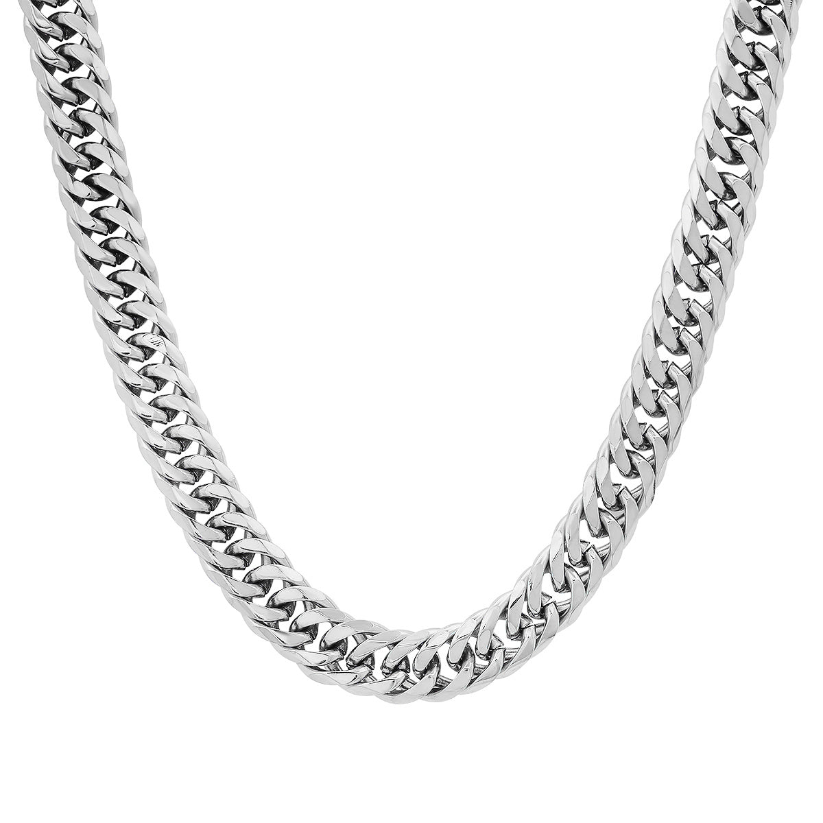 men's 24-inch Cuban round link chain necklace in high-polish stainless steel