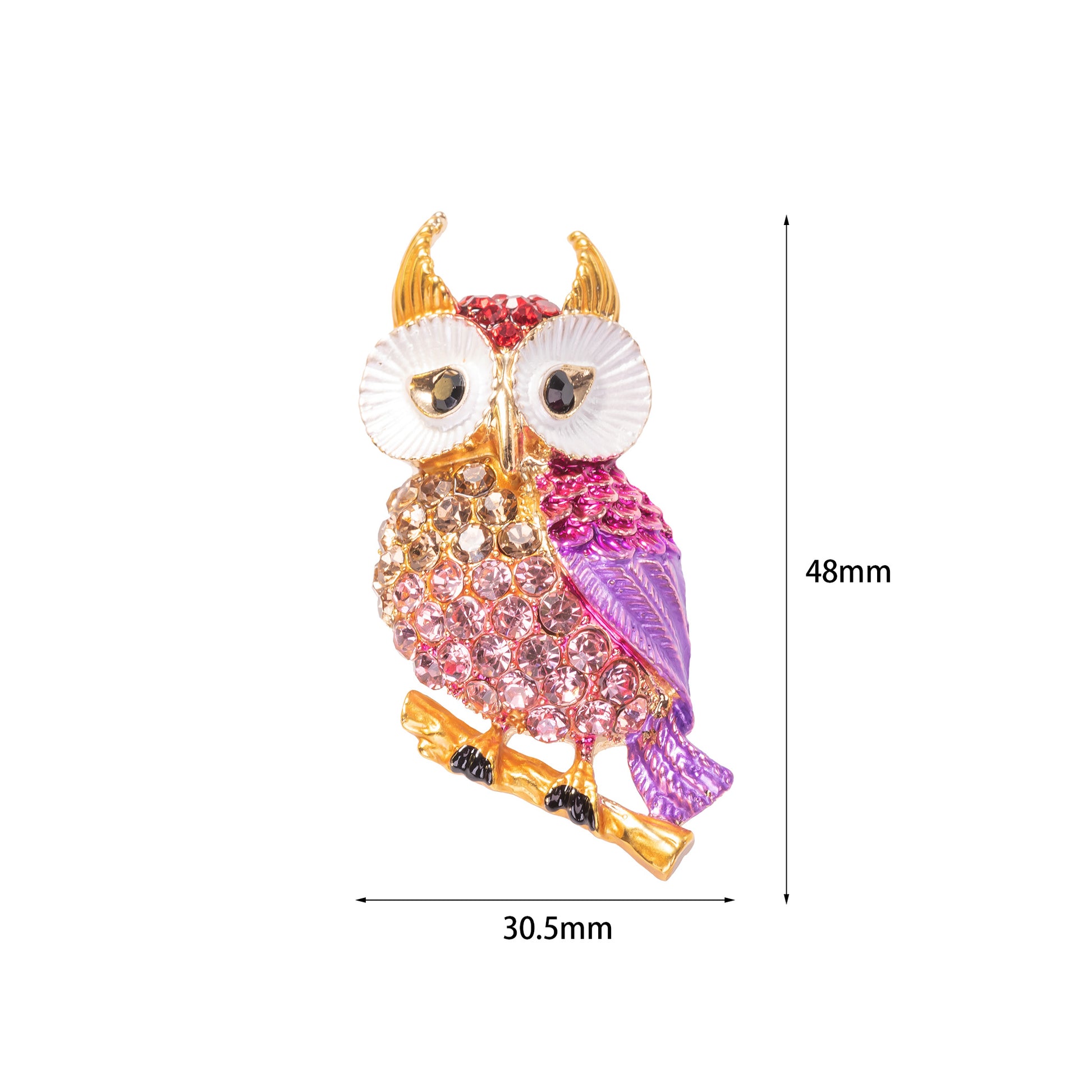 multicolor enamel night owl brooch pin with sparkling crystal accents