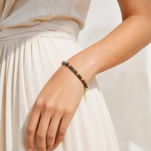 Colorful Natural Gemstone Heishi Bead Bracelet