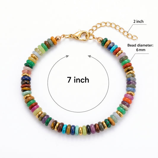 Colorful Natural Gemstone Heishi Bead Bracelet