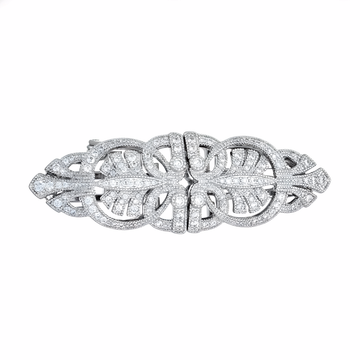Art Deco Brooch with Pave CZ — Collar Pin, Lapel Brooch & Multi-Use Statement Clip for Women