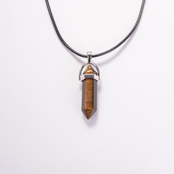 Natural Tigers Eye Point Healing Pendant Necklace

