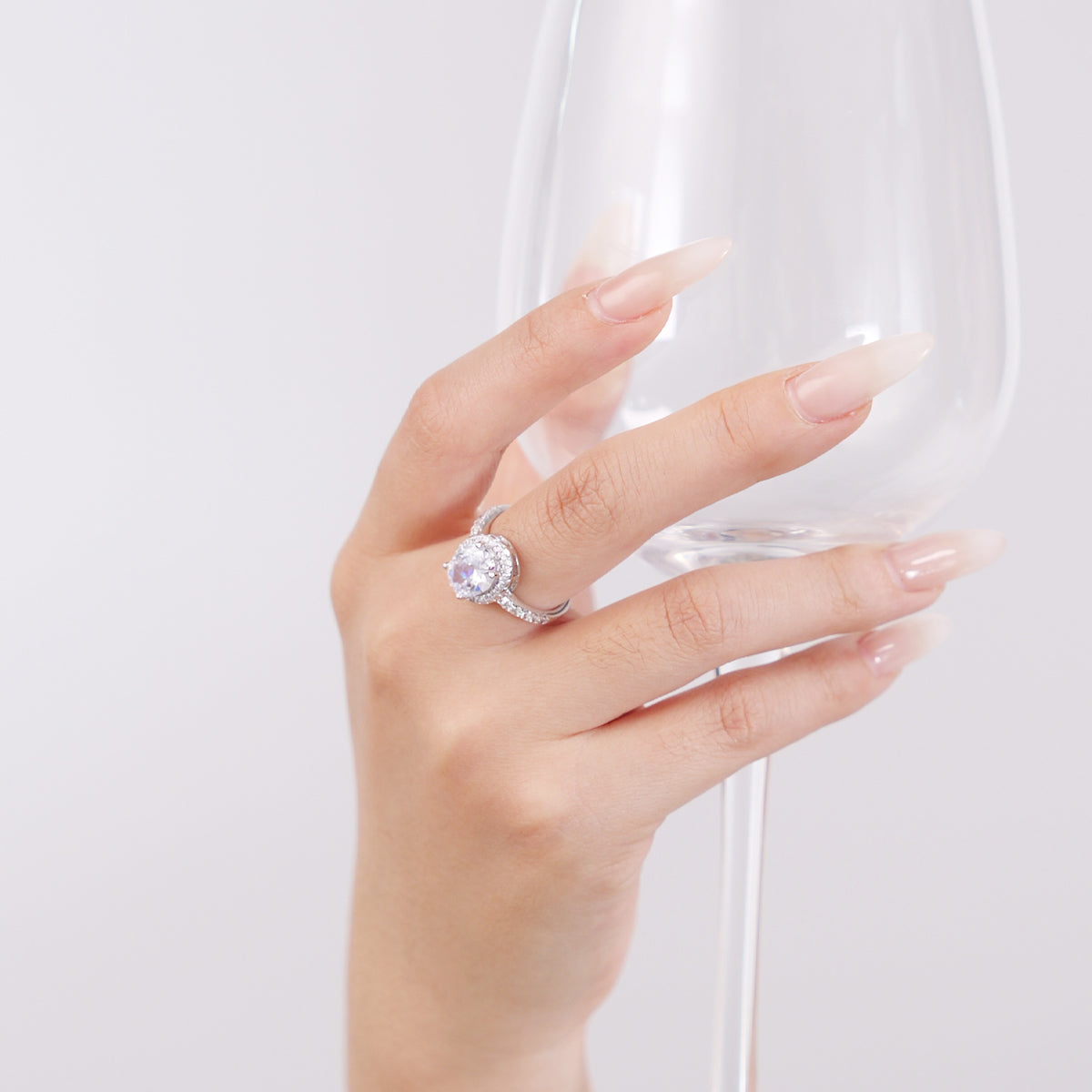oval halo sterling silver ring