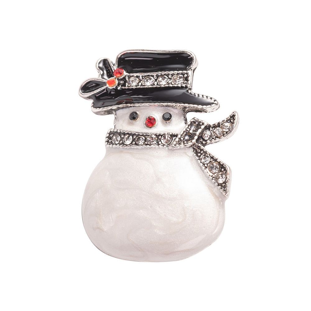 sparkling snowman Christmas brooch pin with brilliant white crystal accents