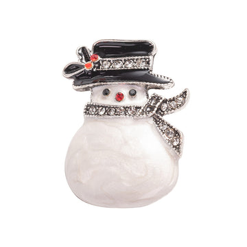 sparkling snowman Christmas brooch pin with brilliant white crystal accents