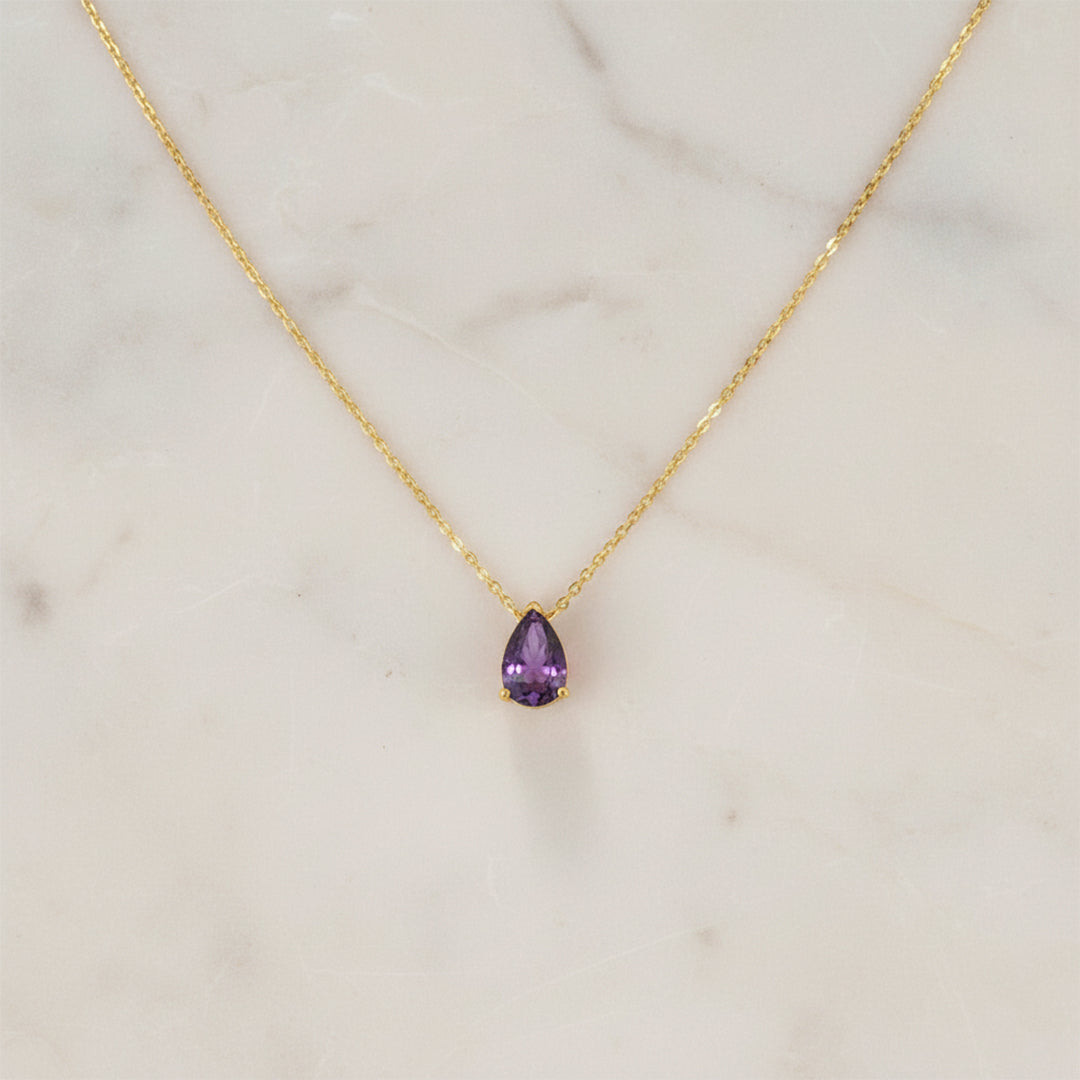 316L stainless steel birthstone necklace with a sparkling CZ pendant
