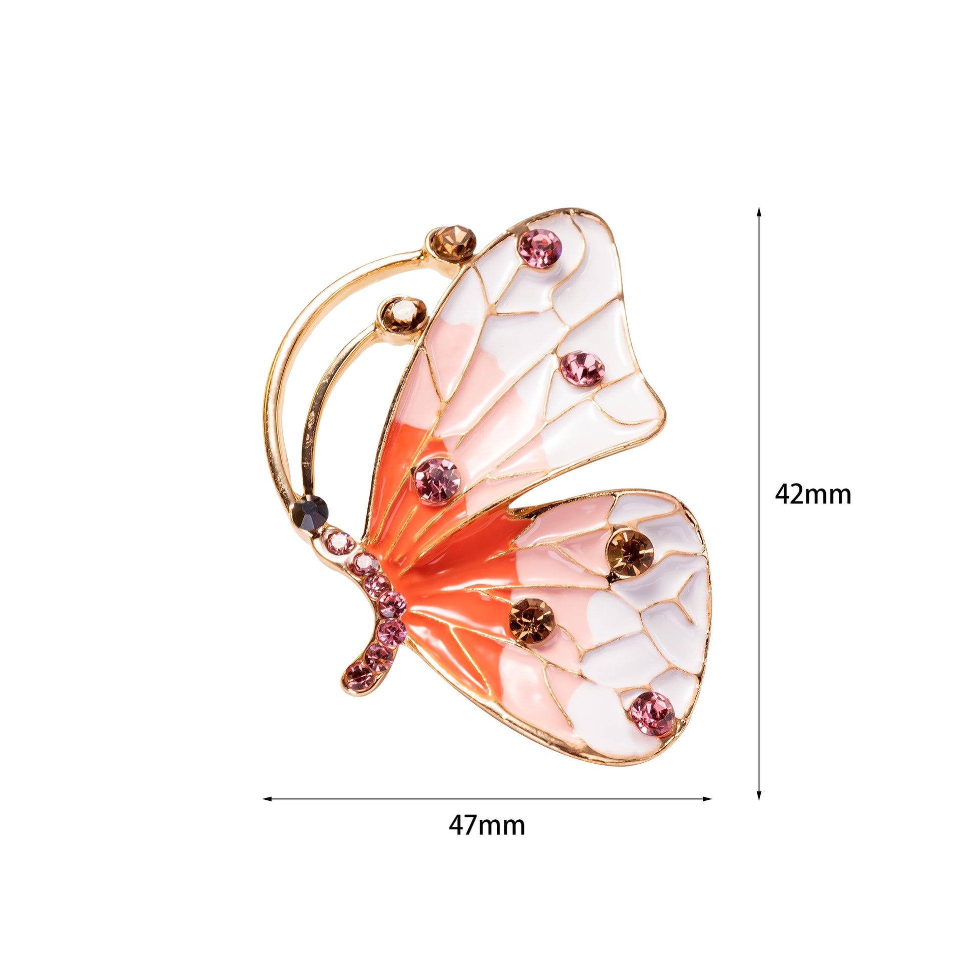 glossy colorful enamel wings on an antique-style butterfly pin