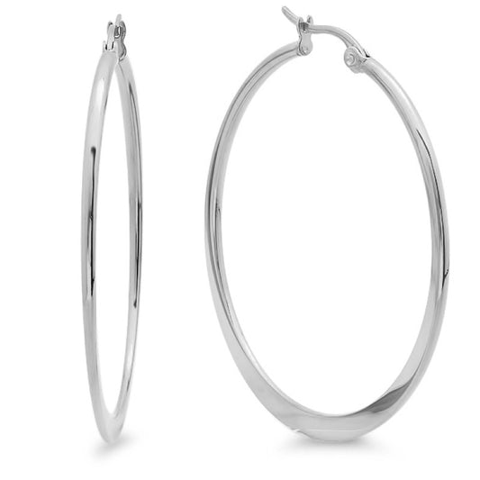 water resistant 30mm stainless steel hoop earrings with high polish finish