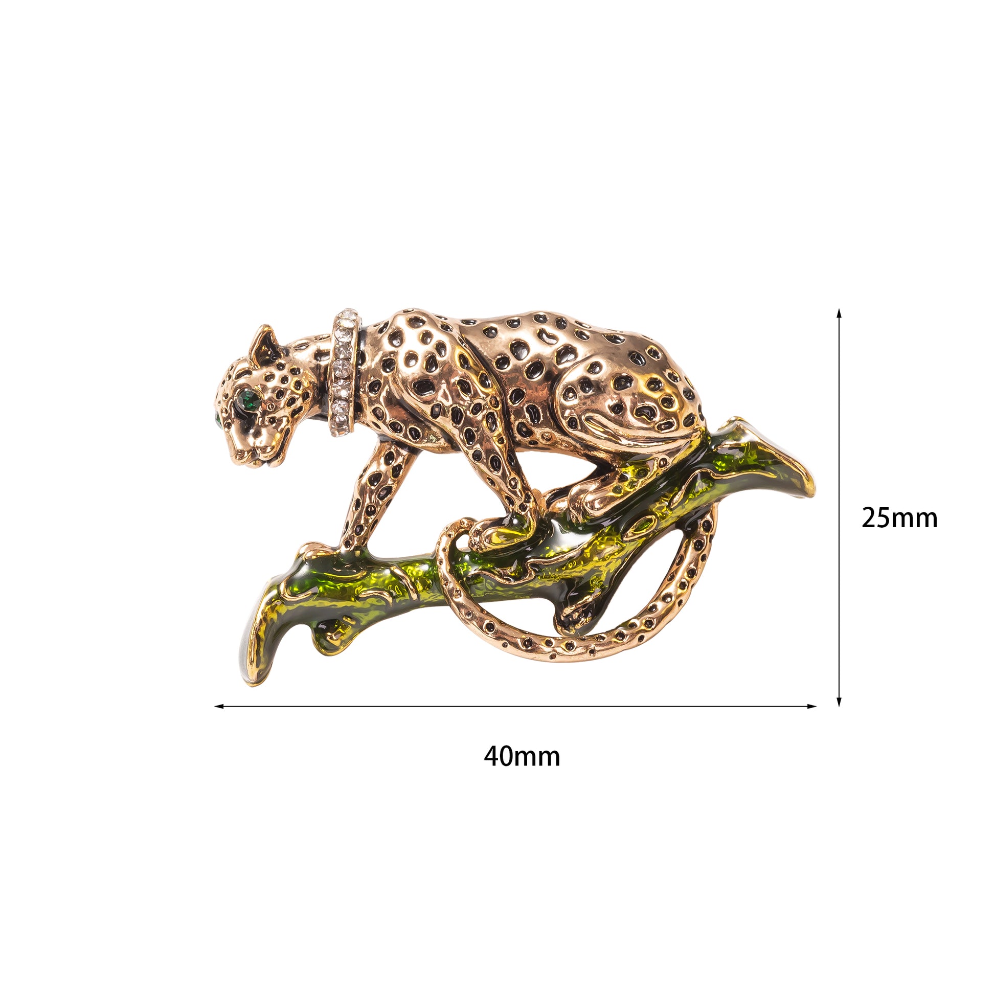 yellow gold over brass leopard brooch pin with a high-polish finish